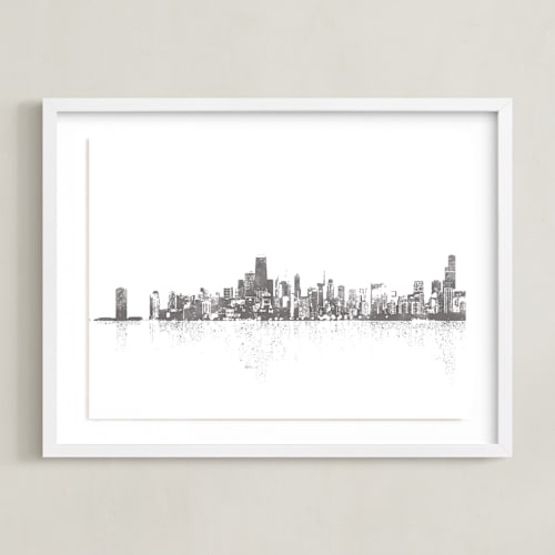 This is a charcoal art with standard by Paul Berthelot called chicago skyline