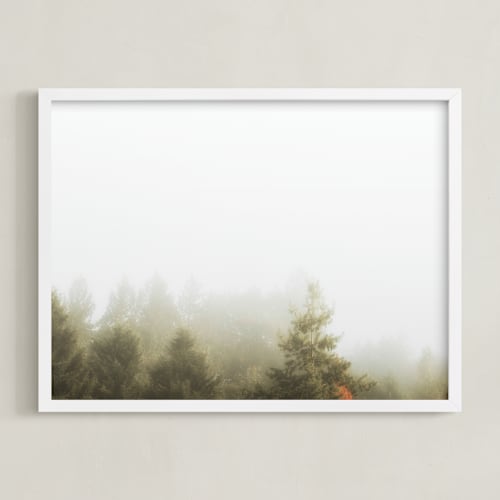 This is a foggy green art by Katie Buckman called foggy autumn forest morning