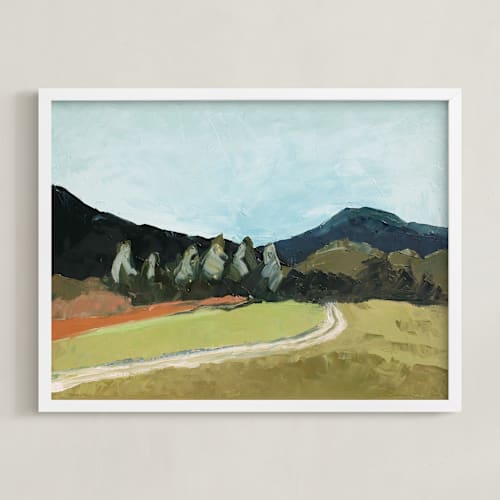 This is a blue with varied greens art with standard by Owen Design Studio called blue hills