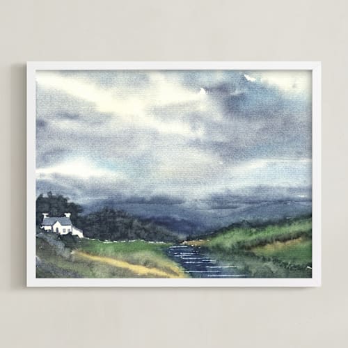 This is a dark sea green art with standard by Eva Marion called cloud symphony donegal ireland