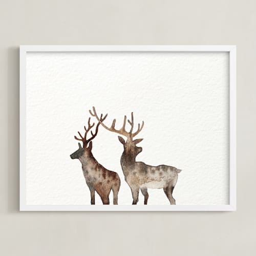 This is a deer sepia art by jinseikou called merry christmas, comet & cupid