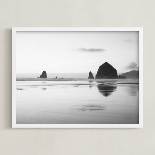 This is a black & white art by Kamala Nahas called cannon beach no. 1