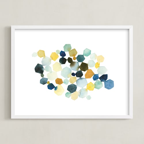 This is a yellow art with standard by Yao Cheng Design called hexagon cluster ii