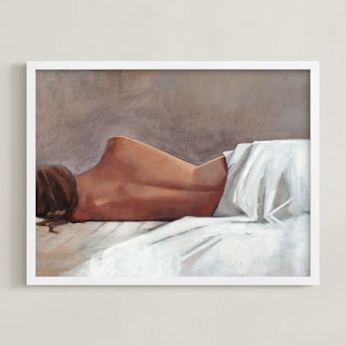This is a crisp linen white art by Rachel Nelson called draped figure study in white