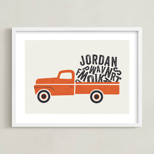 This is a tangerine personalized art for kids by Karidy Walker called heavy load