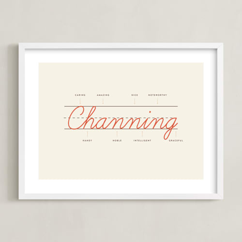 This is a tangerine personalized art for kids by Shari Margolin called anatomy of a name