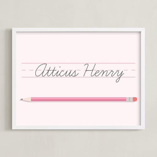 This is a raspberry personalized art for kids by Sarah Cohn called the write stuff