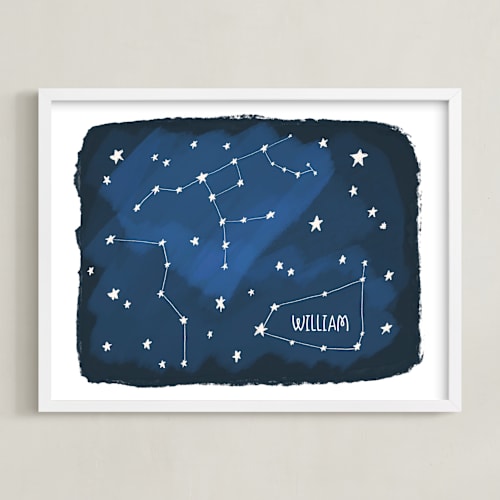 This is a midnight blue personalized art for kids by Morgan Kendall called constellations
