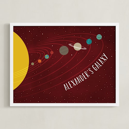 This is a crimson personalized art for kids by Heather Schertzer called galaxy