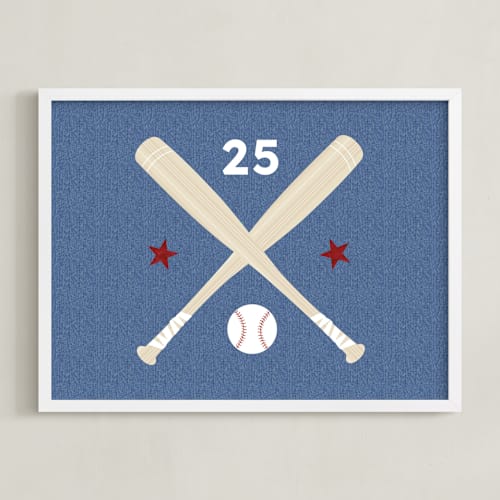 This is a denim personalized art for kids with standard by Pinky Diamond Studio called little slugger series 3