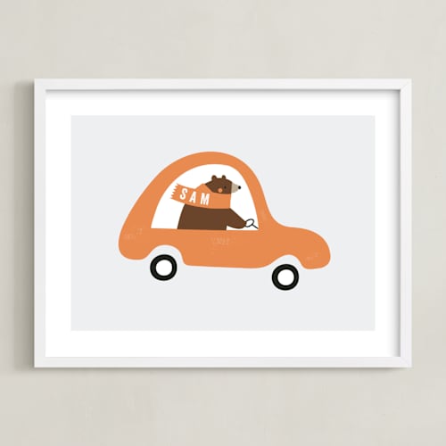 This is a tangerine personalized art for kids by Angela Thompson called fast bear