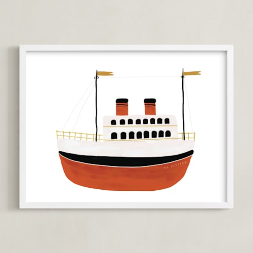 This is a crimson personalized art for kids by Maja Cunningham called schooner ii