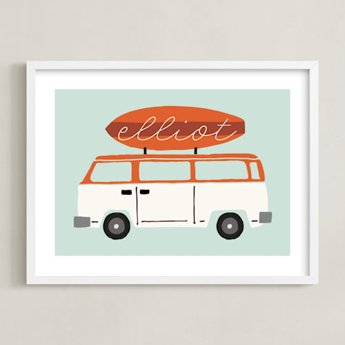 This is a wave personalized art for kids with standard by JeAnna Casper called surfboard