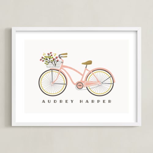 This is a blush personalized art for kids with standard by Karidy Walker called beach cruiser