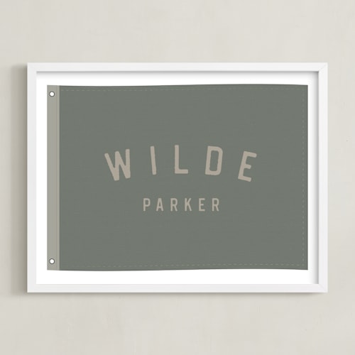 This is a army green personalized art for kids by taylorVdesign called name flag