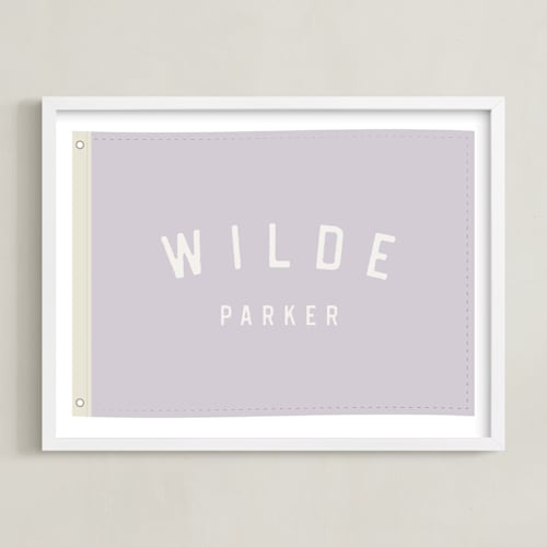 This is a lilac personalized art for kids by taylorVdesign called name flag