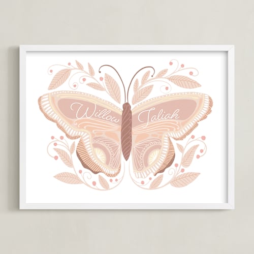 This is a desert rose personalized art for kids by Blue Ombre co called flutter & fly