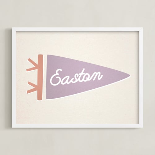This is a lilac personalized art for kids by Amy Kross called proud pennant