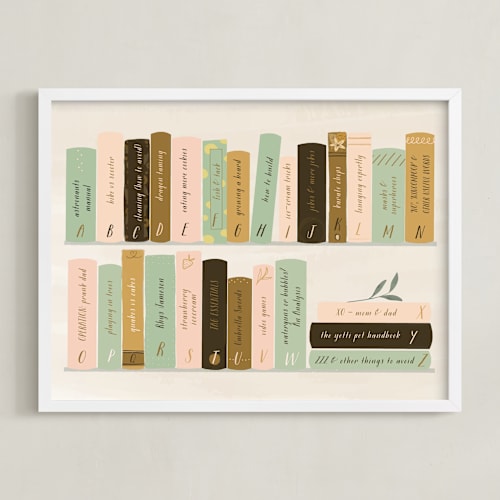 This is a mustard personalized art for kids by Lottie Aldarwish called abc for booklovers