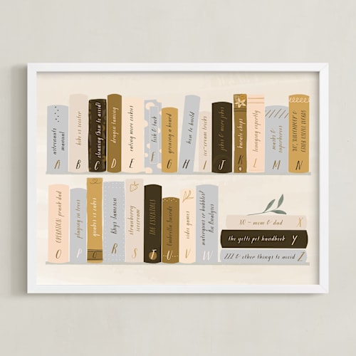This is a mauve personalized art for kids by Lottie Aldarwish called abc for booklovers