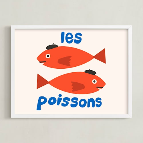 This is a scarlet kids wall art with standard by Morgan Kendall called french fish
