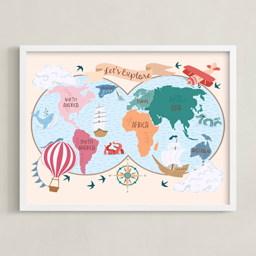 This is a apricot kids wall art by DorothyDear Creations called exploration map