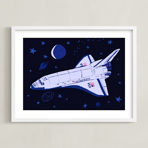 This is a galaxy kids wall art with standard by Stefanie Lane called space shuttle