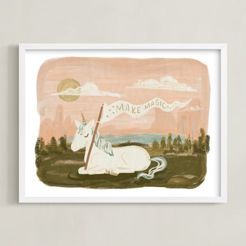 This is a peach kids wall art with standard by Angel Walker called make much magic