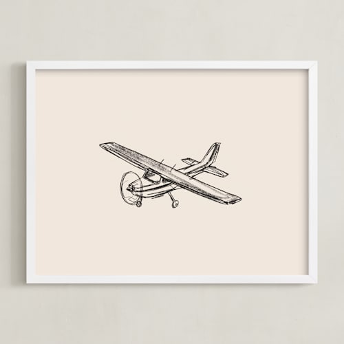 This is a beige kids wall art by Katie Mulder called take flight loose sketch 1