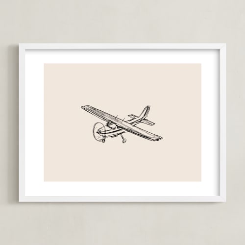 This is a beige kids wall art by Katie Mulder called take flight loose sketch 1
