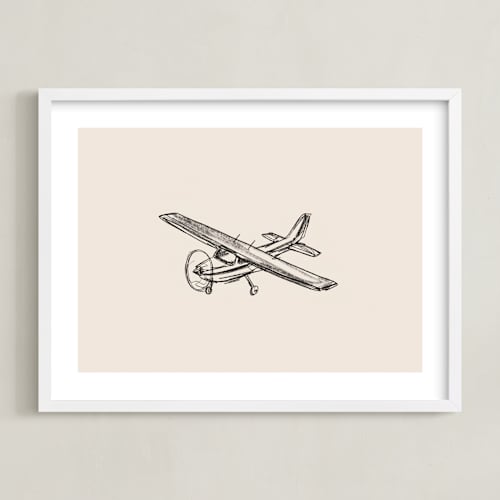 This is a beige kids wall art with standard by Katie Mulder called take flight loose sketch 1