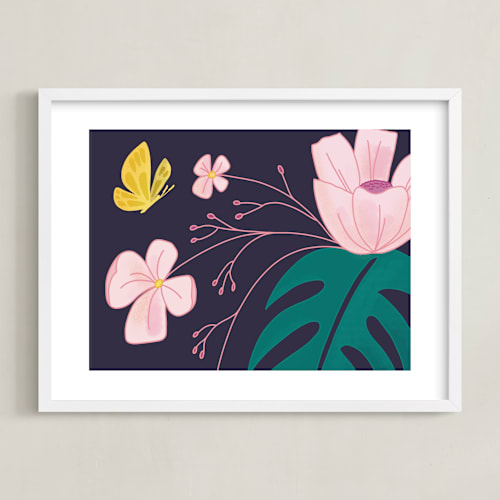 This is a violet kids wall art by Haley Warner called evening blooms 2