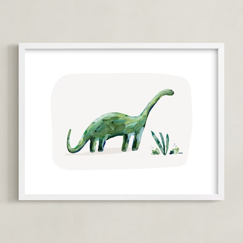 This is a leaf kids wall art with standard by Kayla King called brave brontosaurus