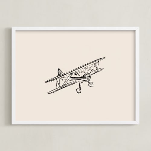 This is a beige kids wall art by Katie Mulder called take flight loose sketch 3