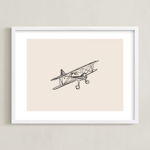 This is a beige kids wall art by Katie Mulder called take flight loose sketch 3