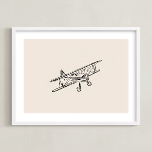 This is a beige kids wall art with standard by Katie Mulder called take flight loose sketch 3
