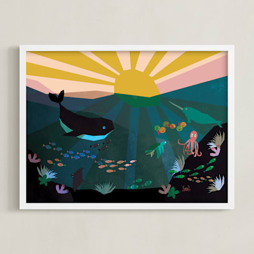 This is a ocean kids wall art by Morgan Kendall called underwater sunset