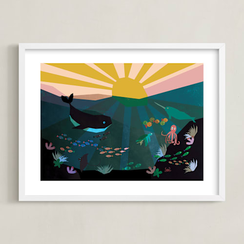 This is a ocean kids wall art by Morgan Kendall called underwater sunset