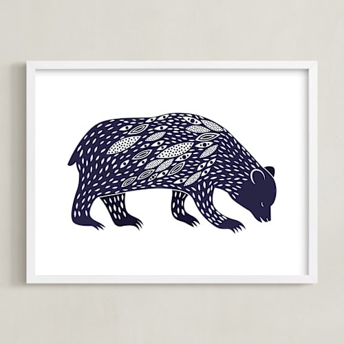 This is a dark cobalt kids wall art by Eve Schultz called spirit bear