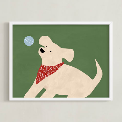 This is a shamrock green kids wall art with standard by Jen Tips called fetch 2