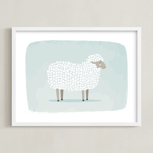 This is a sky kids wall art by Karidy Walker called woolly sheep
