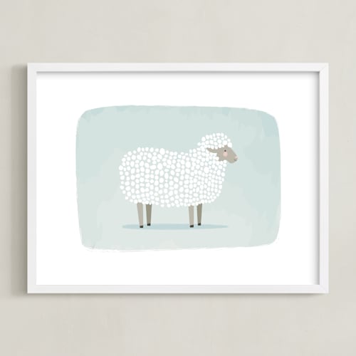 This is a sky kids wall art by Karidy Walker called woolly sheep