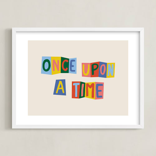 This is a azure blue kids wall art by Inkblot Design called once upon a time