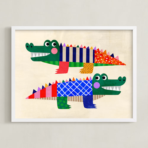 This is a emerald kids wall art with standard by Mojca Dolinar called crocodile friends