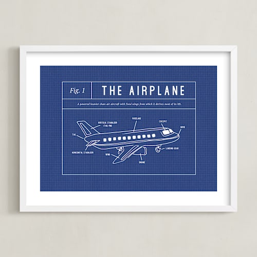 This is a blueprint kids wall art with standard by Meggy Masters called airplane blueprint