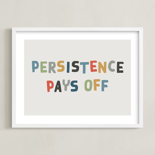 This is a charcoal kids wall art by Keen Peachy called persistence pays off
