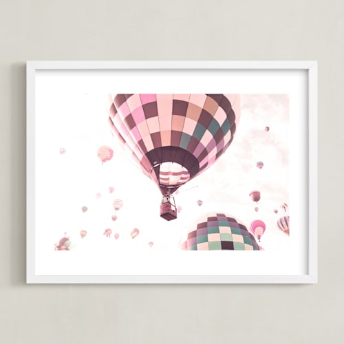 This is a blush kids wall art by Caroline Mint called rainbow balloon