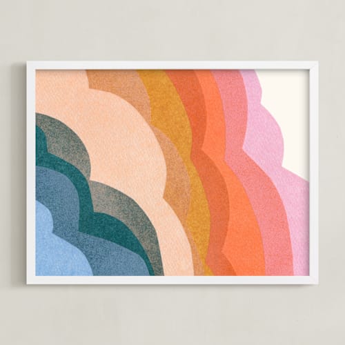 This is a rainbow kids wall art with standard by Carrie Moradi called rainbow clouds