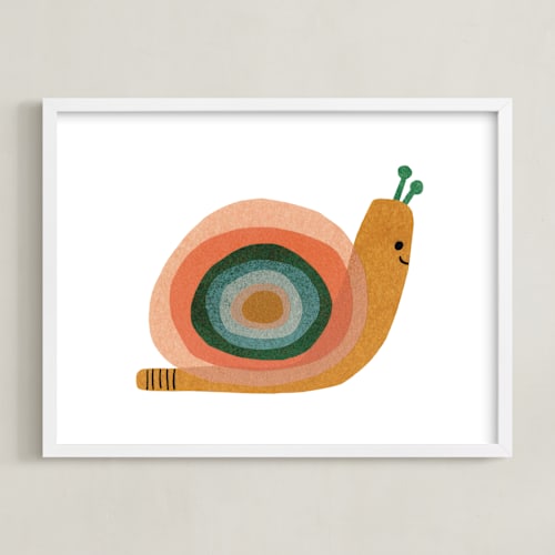This is a apricot kids wall art with standard by Carrie Moradi called paper snail