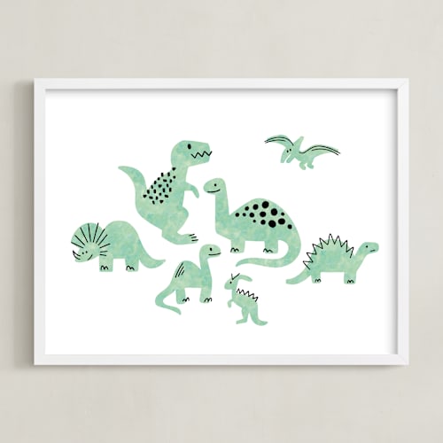 This is a fern kids wall art by Jessie Steury called darling dinos